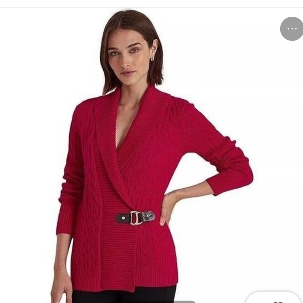 Lauren Ralph Lauren Buckled Cotton Sweater Classic Red